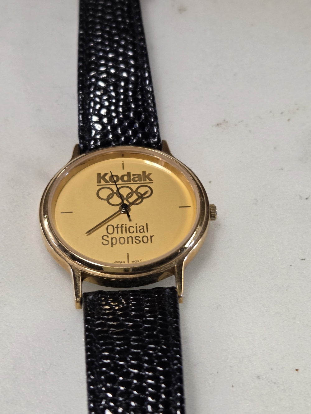 Kodak Gold Dial Wristwatch with Black Leather Strap